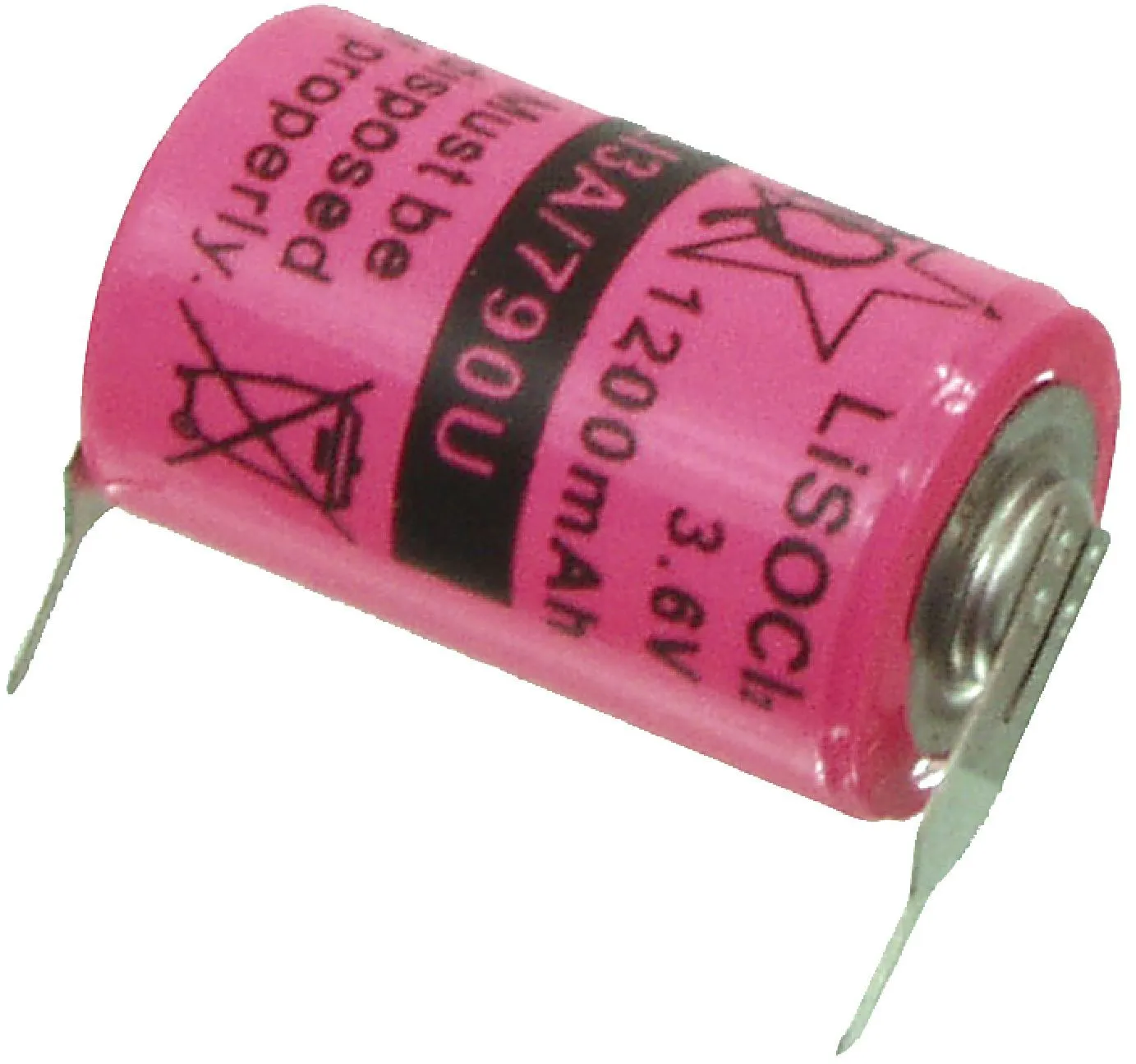 [109494] 1/2AA 14,3x25mm. 3,6V 1200mAh, med printspyd (LS14250)