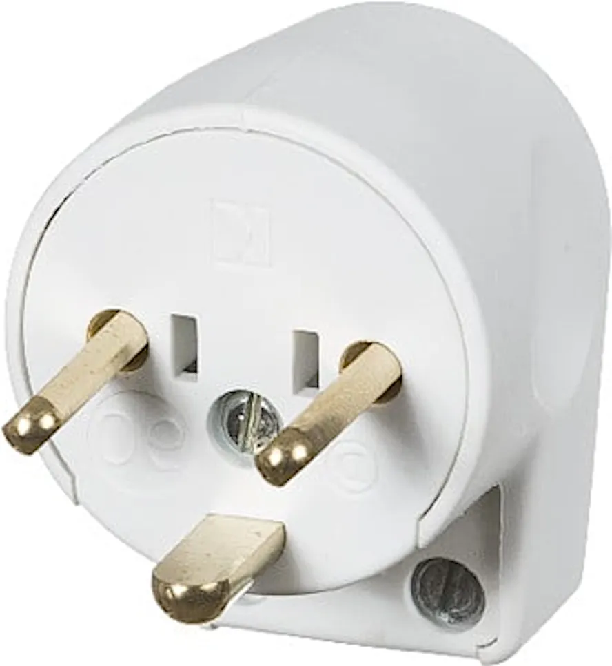 [132551] LK Stikprop EDB 230V, Hvid, m/jord SKRÅ BEN vinkel