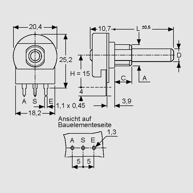 [133574] Potentiometer 20/4 Mono LOG 470R (20mm hus)