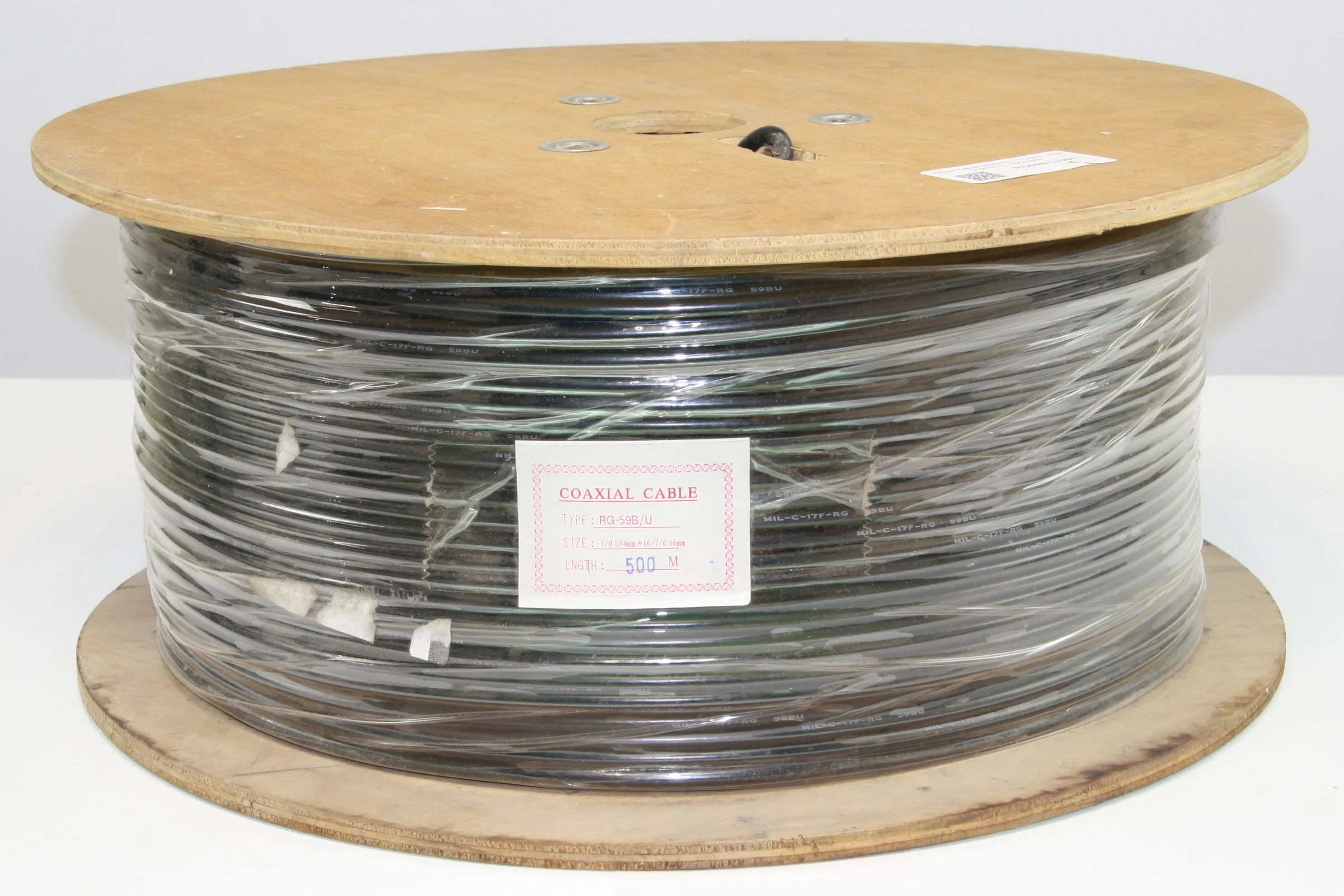 [134024] 6,0mm Coax-kabel 75ohm SORT - TROMLE MED 500 METER !