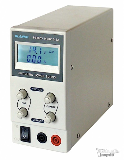 [134080] Laboratoriestrømforsyning 0-30V DC, 0-5A
