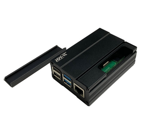 [147179] Kabinet i aluminium til Raspberry Pi 4 B, med aftageligt GPIO cover