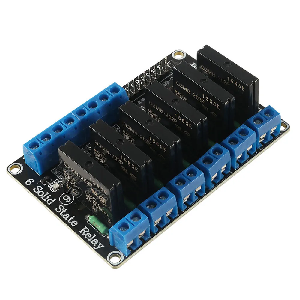 [148281] 5V 6 Channel SSR G3MB-202P Solid State Relay Module 240V 2A Output with Resistive Fuse