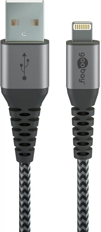 [148505] Apple Lightning til USB A ,Tekstil, grå/sølv, 2 meter