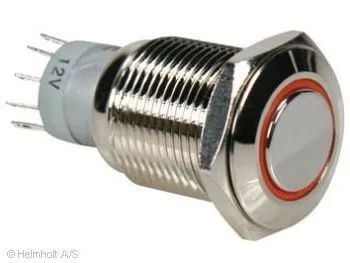 [149757] Metal Switch ON-(OFF) Orange LED-lys Momentan Hul:Ø=16mm.