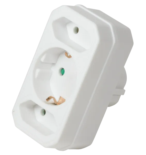 [149858] Euro/Schuko Adapter, 3-stikdåse, hvid