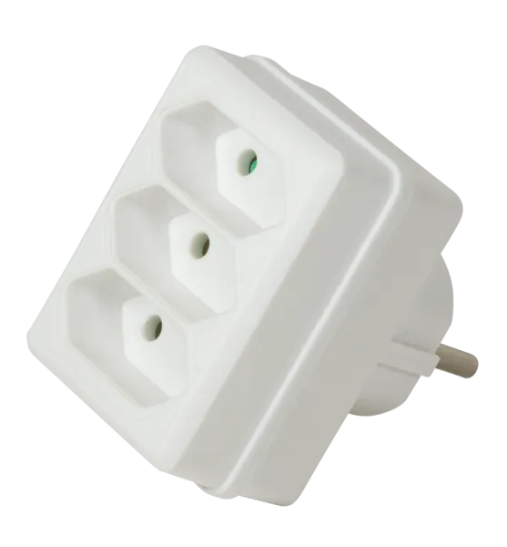 [149859] 3-stikdåse for stikkontakt Euro Adapter Hvid