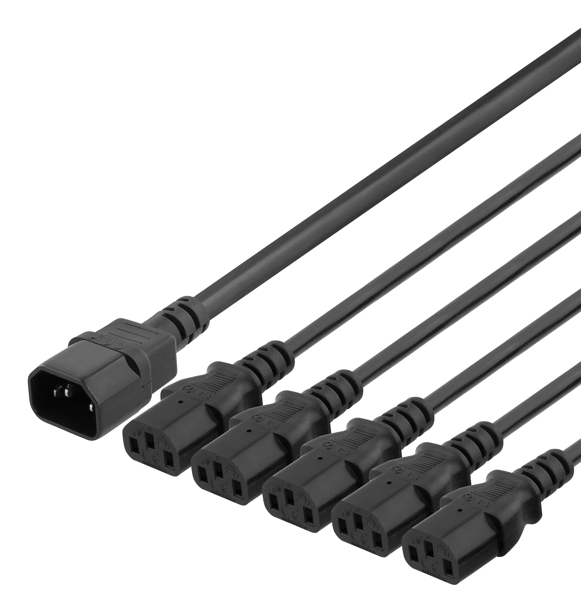 [150127] Strømkabel, IEC C14 til 5x IEC C13, 3m, Y-Splitter, sort