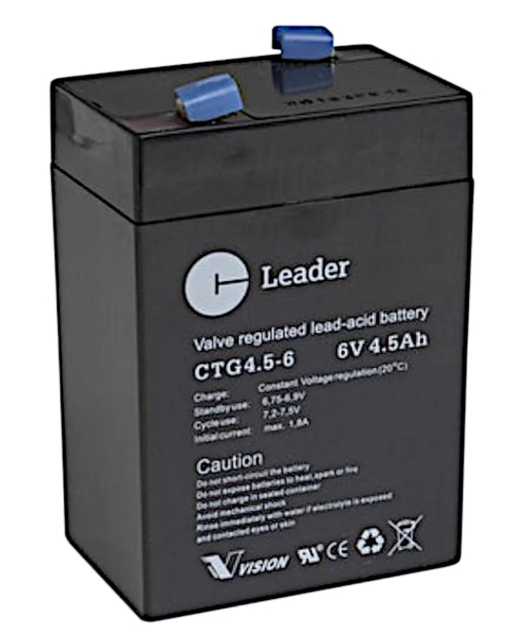 [150725] Bly-Acid Genopladelig batteri 6V, 4,5Ah