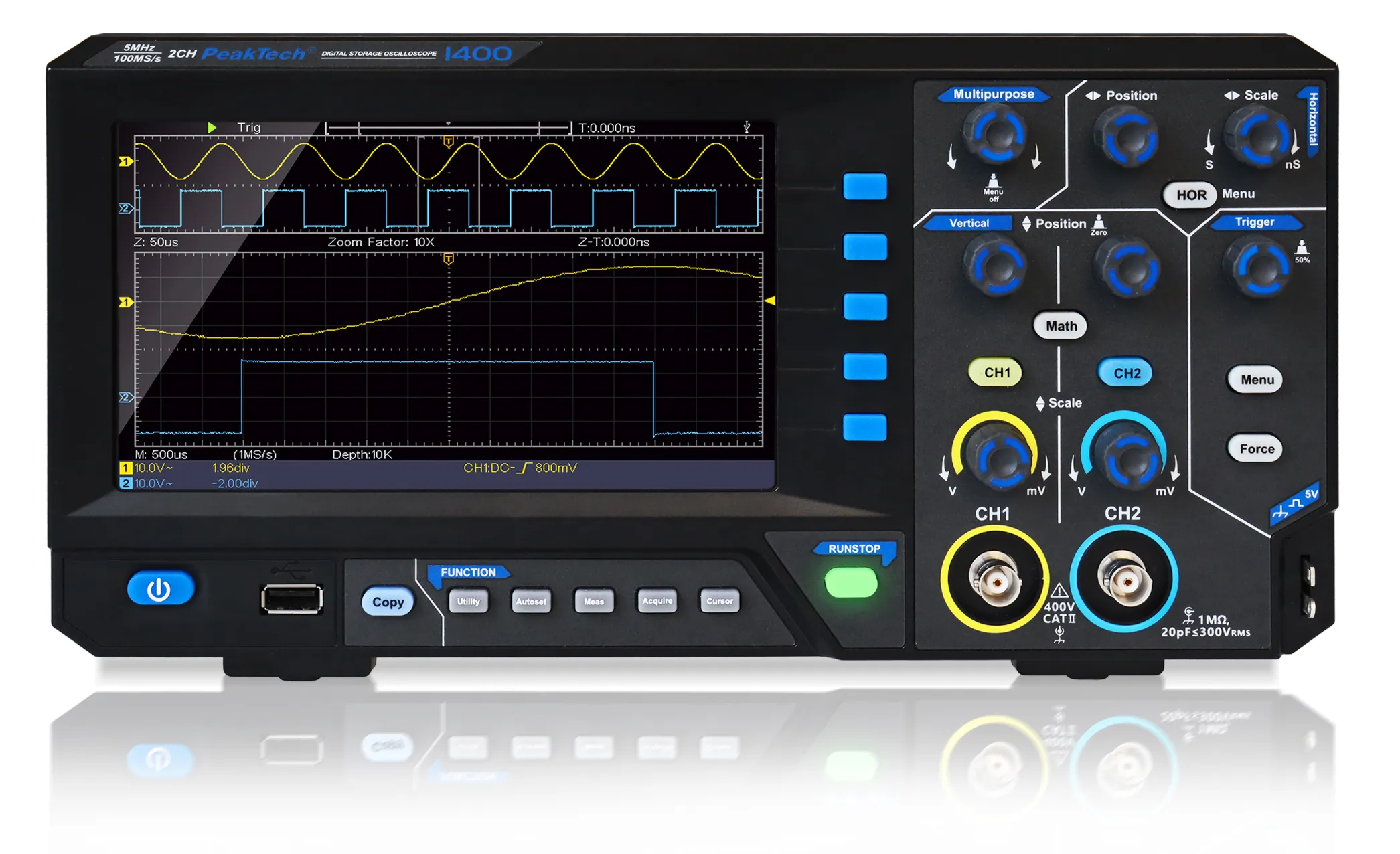 [151172] PeakTech® » 5 MHz / 2CH, 100 MS/s Digital storage oscilloscope