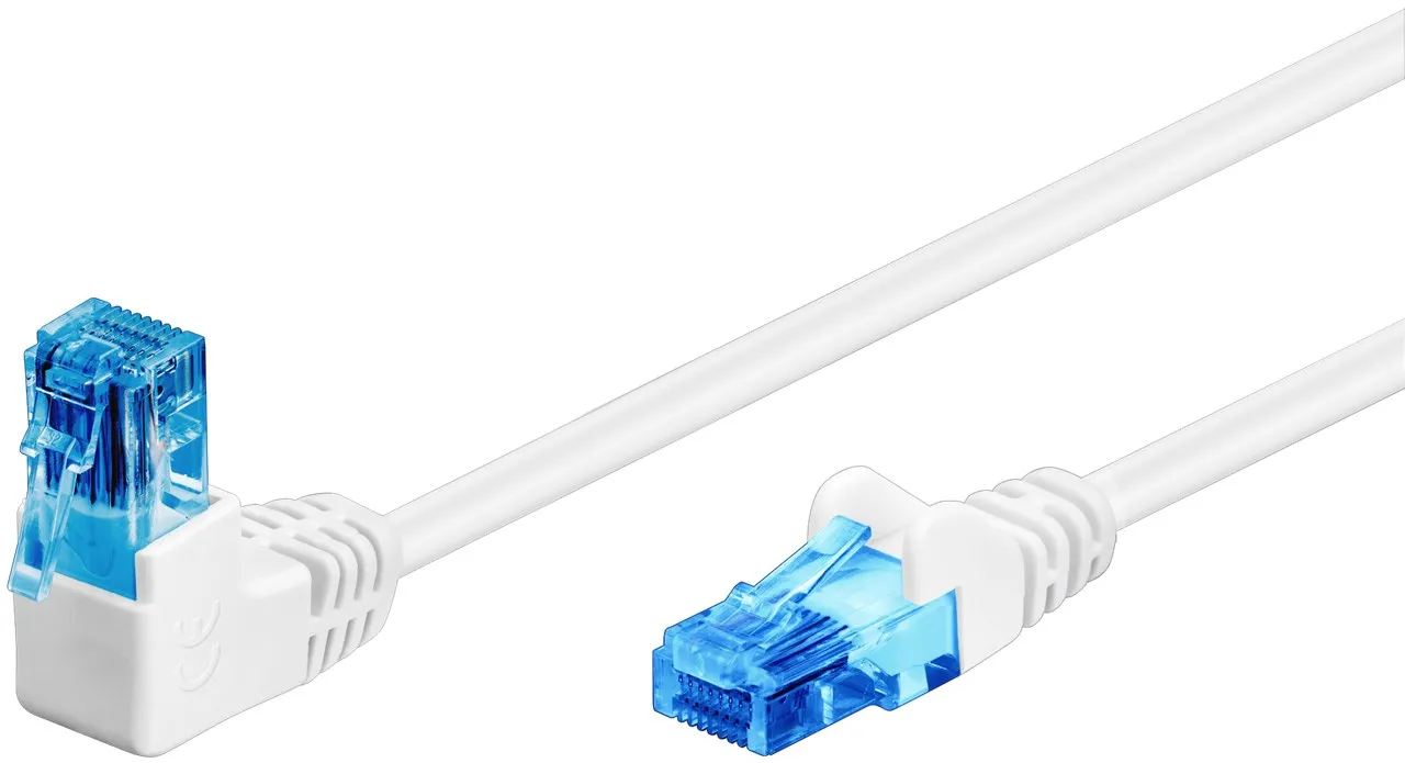 [152329] Netværkskabel CAT 6A vinklet 1x 90°, U/UTP, hvid, 0,25 m Kabellængde 0.25 m