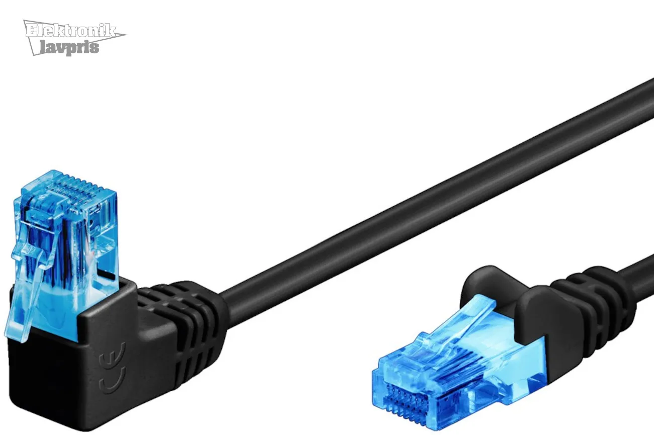 [152336] Netværkskabel CAT 6A vinklet 1x 90°, U/UTP, 2m, sort