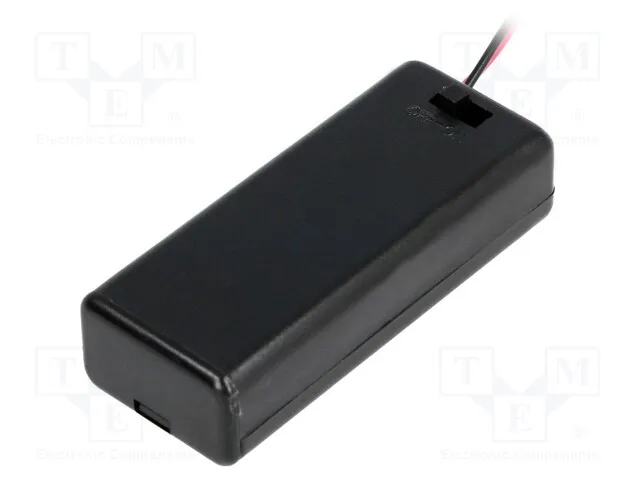 [153366] Batteriholder 2xAAA lukket MED afbryder