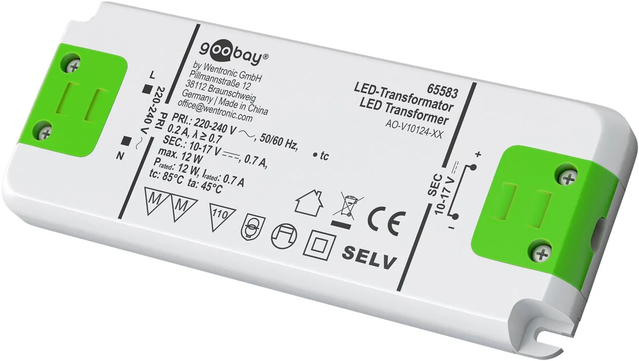 [153754] LED-konstantstrøms-driver 700 mA/12 W 10-17 V