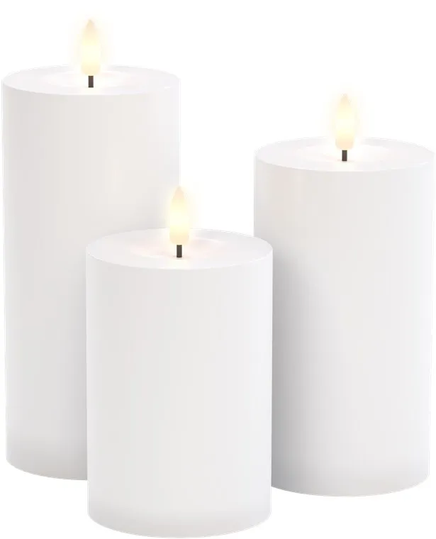 [154479] Sæt med 3 LED-stearinlys ""Outdoor"", hvid, inkl. 8x AA (LR6)