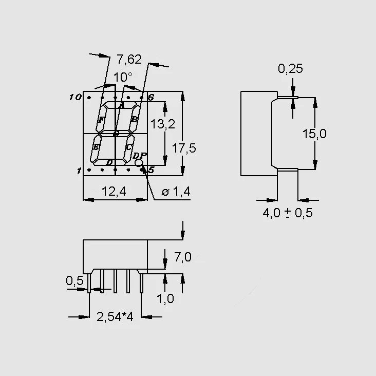 [154517] 7Seg 12,7mm CA Red