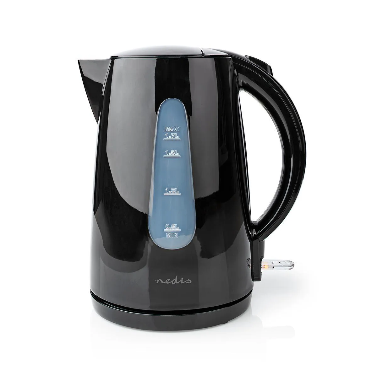 [155145] Elkedel | 1.7 l | Plast | Sort | Drejelig 360 grader | Skjult varmeelement | Strix®-controller | Beskyttelse mod kogetørring