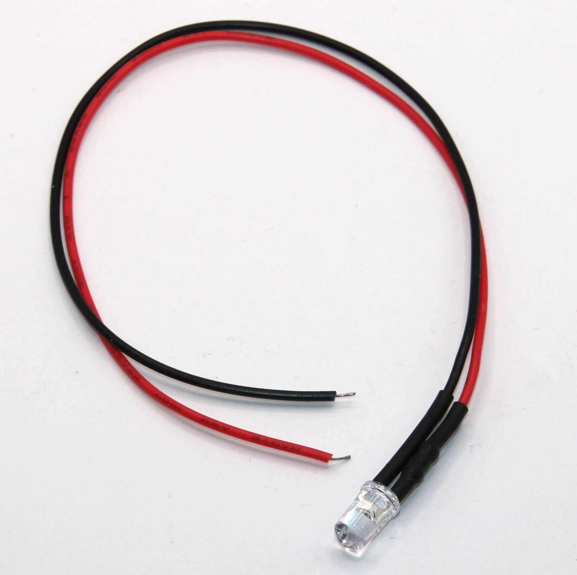 [155316] LED Hvid 16000-18000mcd 12v,Med 20cm ledning,30°,5mm