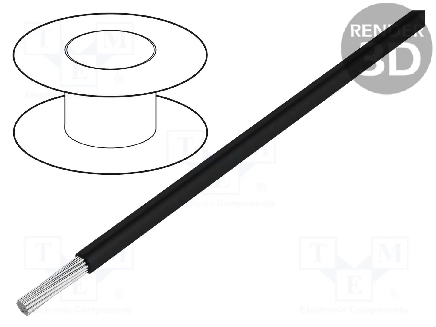 [155349] Wire; HookUp Wire; stranded; Cu; 22AWG; PTFE; black; 600V; 30.5m