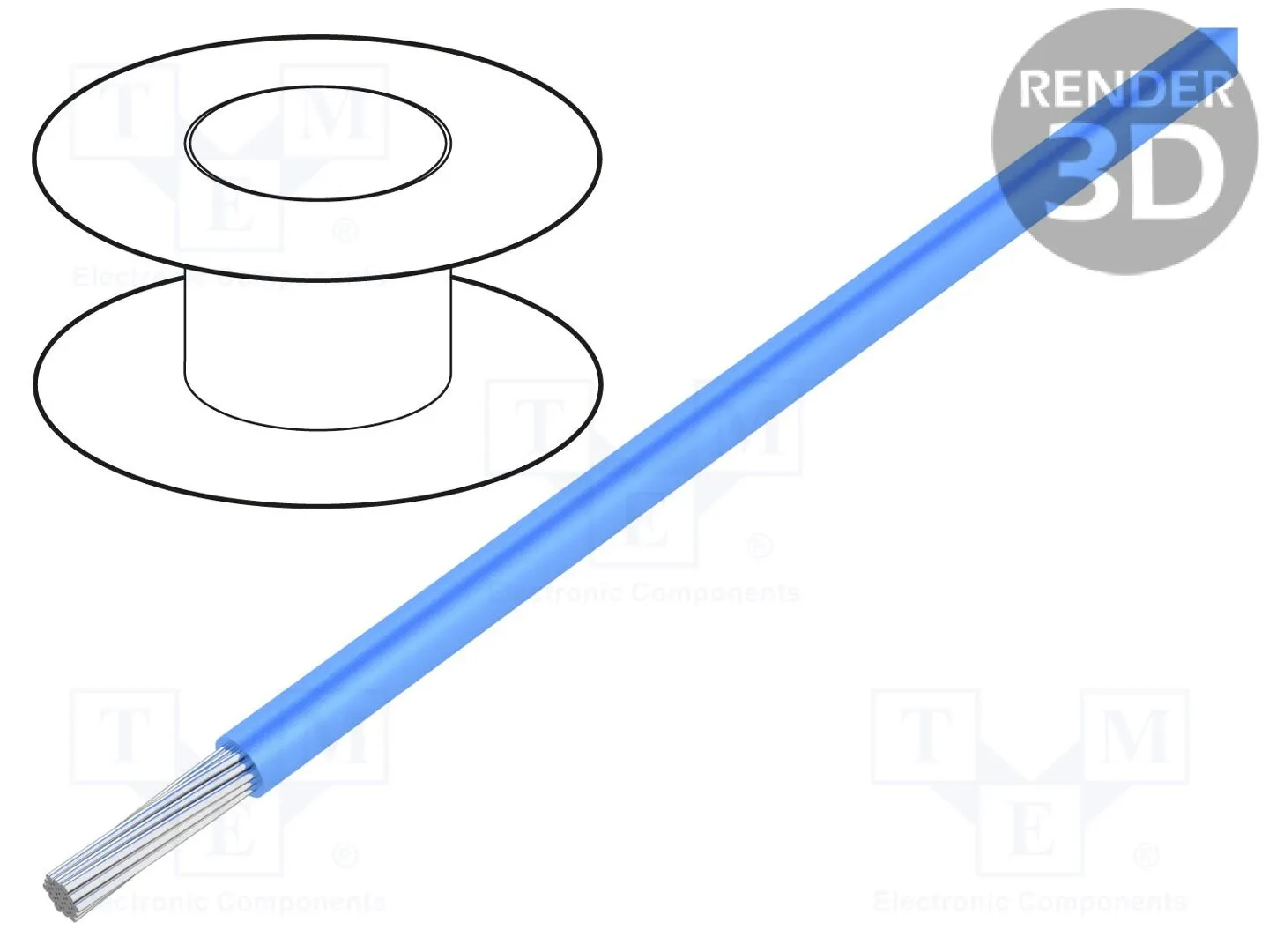[155351] Wire; HookUp Wire; stranded; Cu; 22AWG; PTFE; blue; 600V; 30.5m