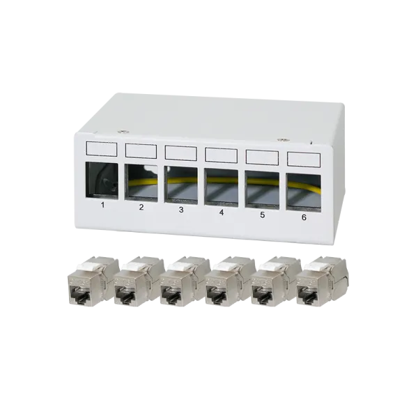 Patchpanel 6 porte med 6x Cat.6A Keystone-moduler | B2C