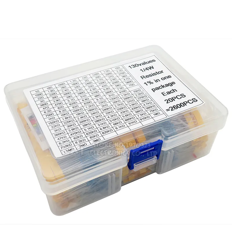 [156042] Modstandssortiment Metalfilm 1% 1/4W - 0207- 2600 stk.