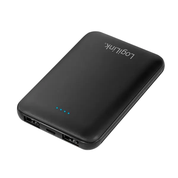 [156182] Powerbank 5.000 mAh, 2x USB-A, slank, sort