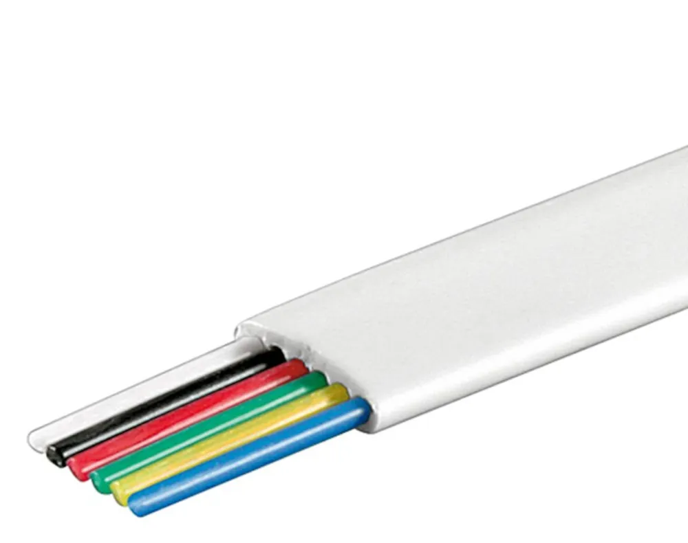 [49032] 6-Leder Telefonkabel, flad, hvid, CCA