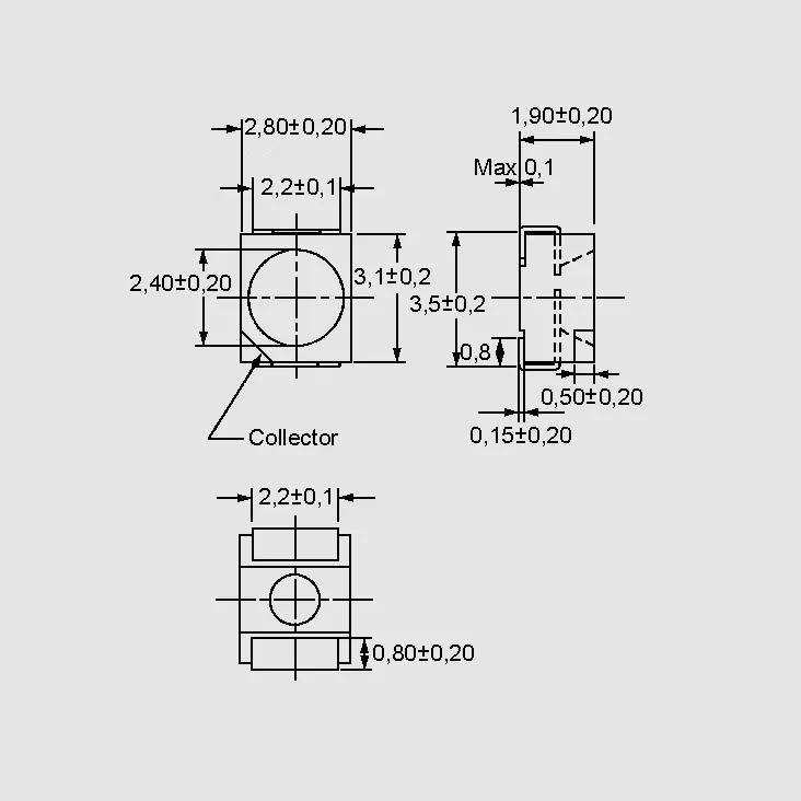 [79645] SMD-Phototrans. Water-clear 0,3mA PLCC
