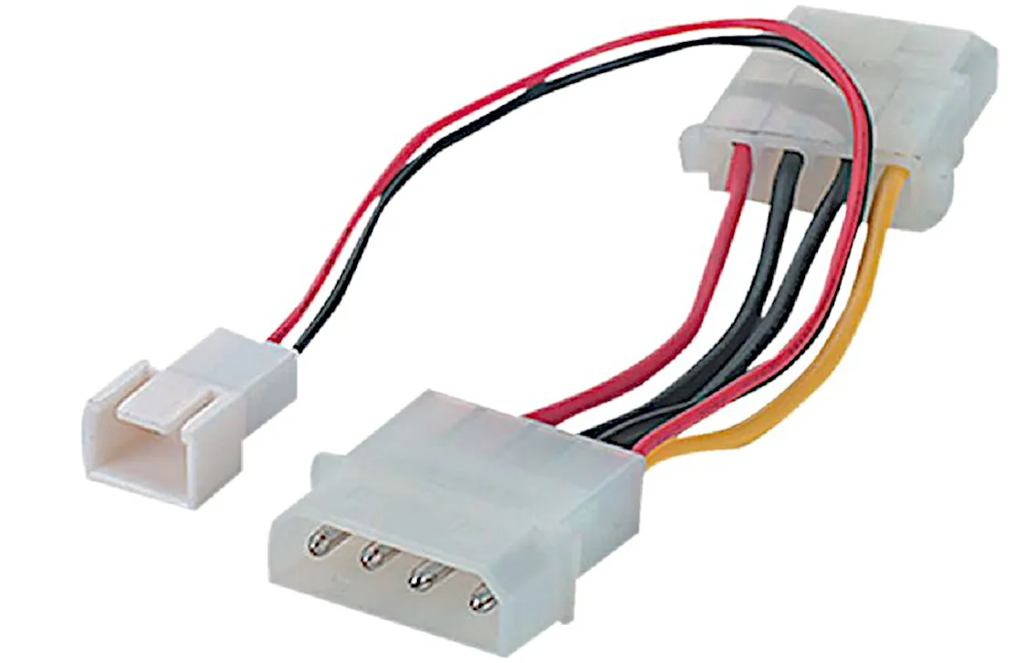 [96180] Internt Power Adapter Kabel, 5.25" han > 5.25" hun + 3-pin stik