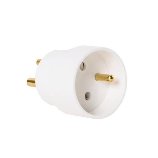 [110748] Schuko-adapter - DK han / SCHUKO hun,hvid,230V