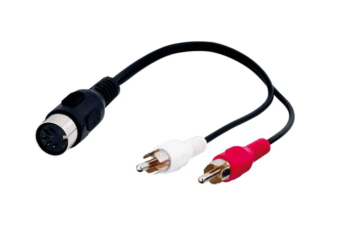 [114821] A/V kabel 1x5 pin DIN HUN - 2 x phono han, 0,2m