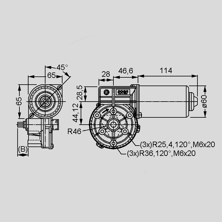 [116288] DC Gear Motor 12V 84W 30rpm 9Nm