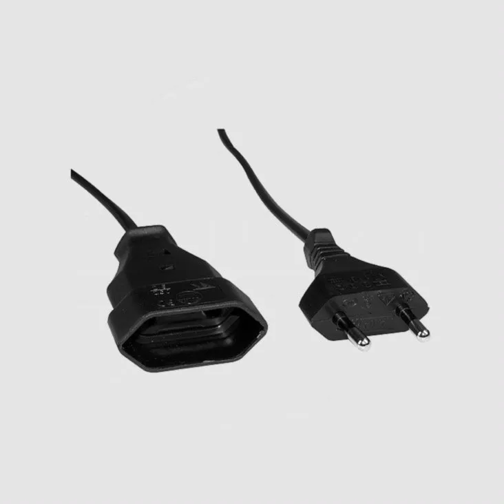 [87368] Euro Power Extension Cable 2m. sort
