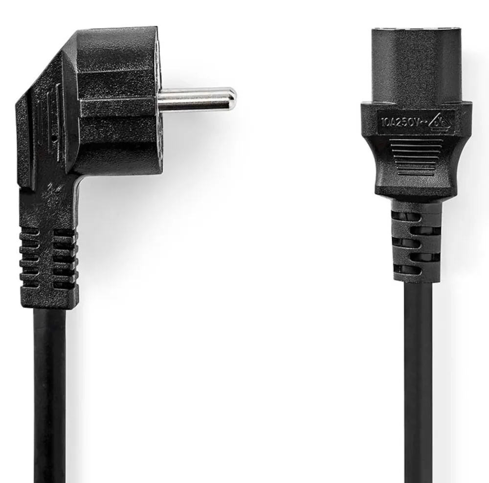 [87383] Apparatkabel m. vinkelstik 2m. SORT