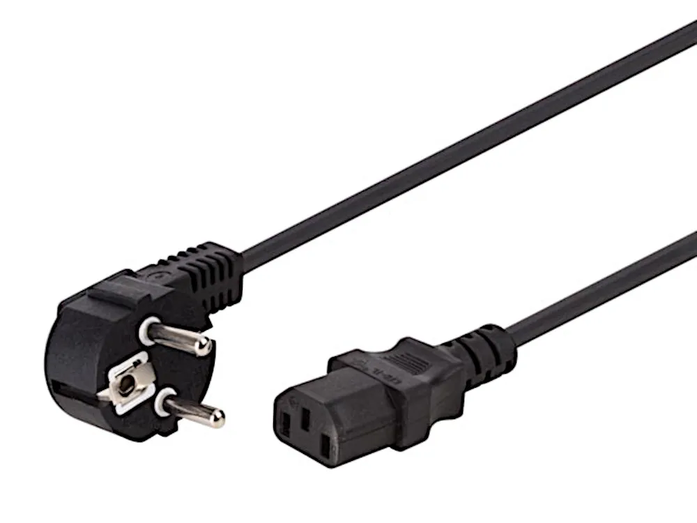[87388] Apparatkabel m. vinkelstik 2,5m. SORT