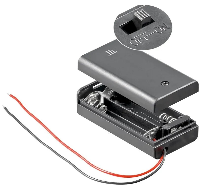 [89694] Batteriholder 2xAA med afbryder