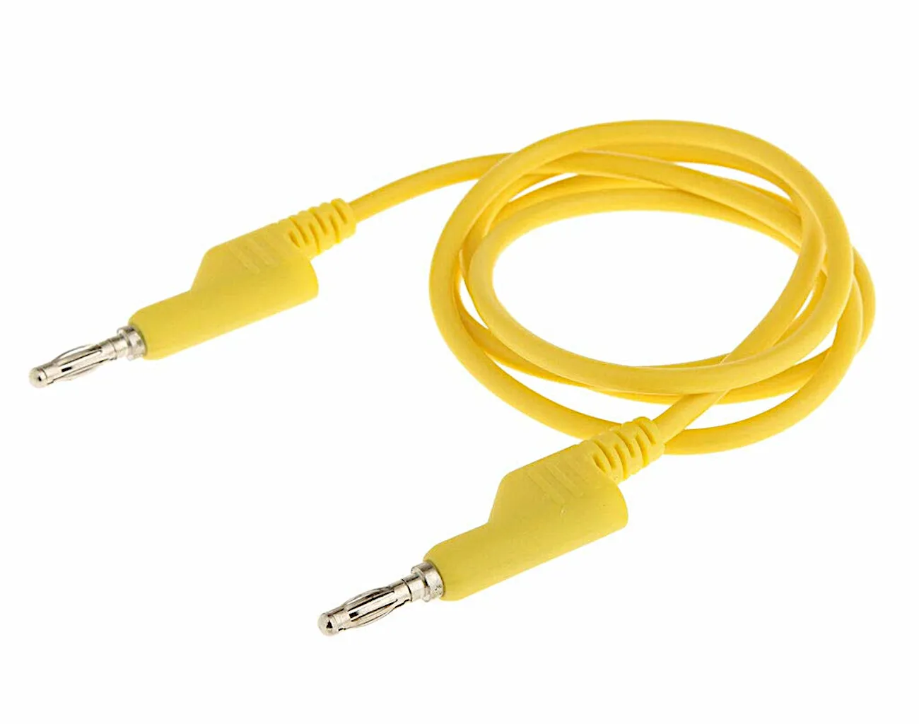 [90362] PVC Prøvekbler, 4mm Jack, 100cm, gul