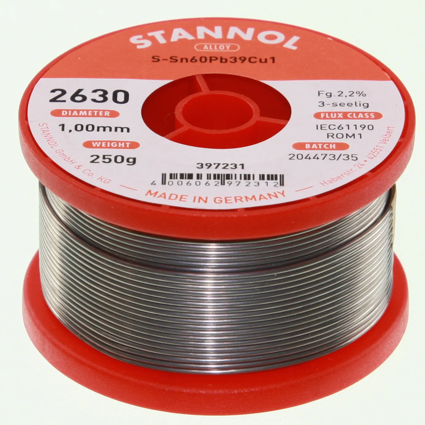 [90806] Loddetin spec 2630 2,2% 1,0mm 250g/ 397231