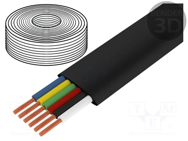 [92985] 6-Leder Telefonkabel, flad, sort  CU