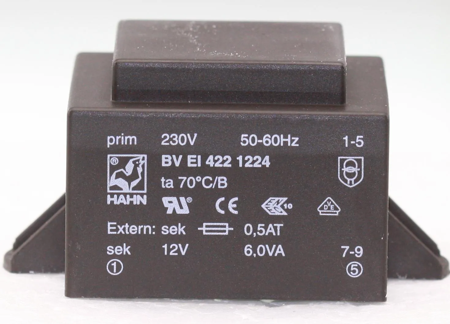 [103214] Transformer 6VA 230V 12V 500mA