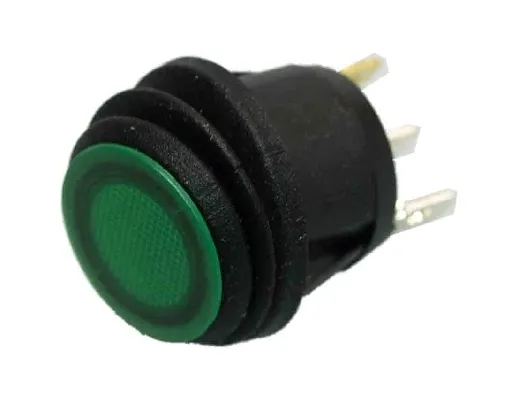 [103671] Rocker Switch IP65 1 x ON/OFF 10A  - 12V Green Light