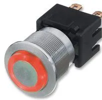 [103721] Metal Switch SPDT 250V 3A Red Ring Momentan MSM19SR-RT