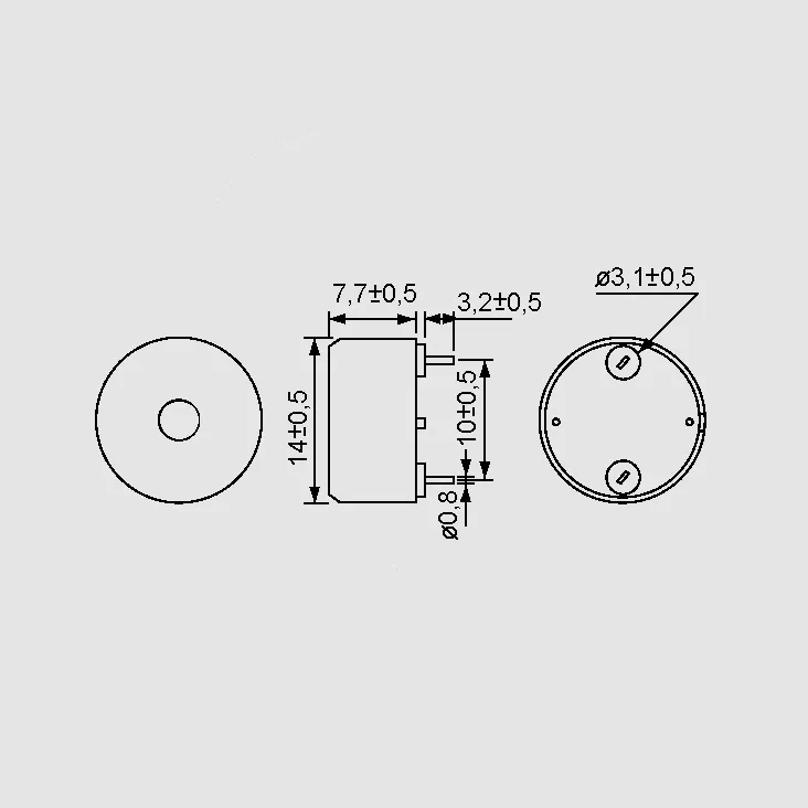 [104881] Piezo Elm 14mm PC 4,0kHz 85dB 25V