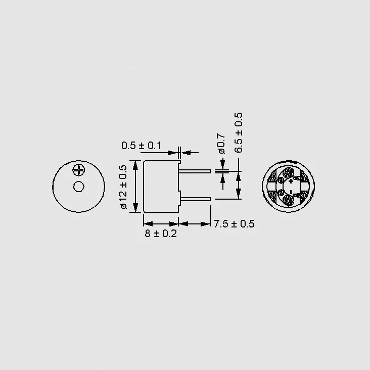 [104912] Buzzer 12mm PC 5VAC 2048Hz 85dB