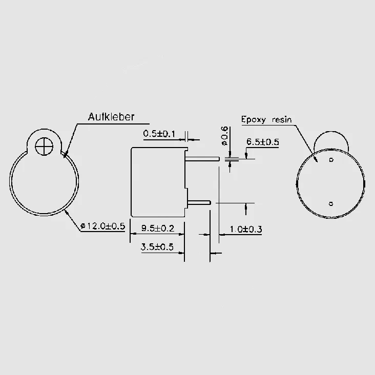 [104915] Buzzer 12mm PC 12VAC 2400Hz 85dB