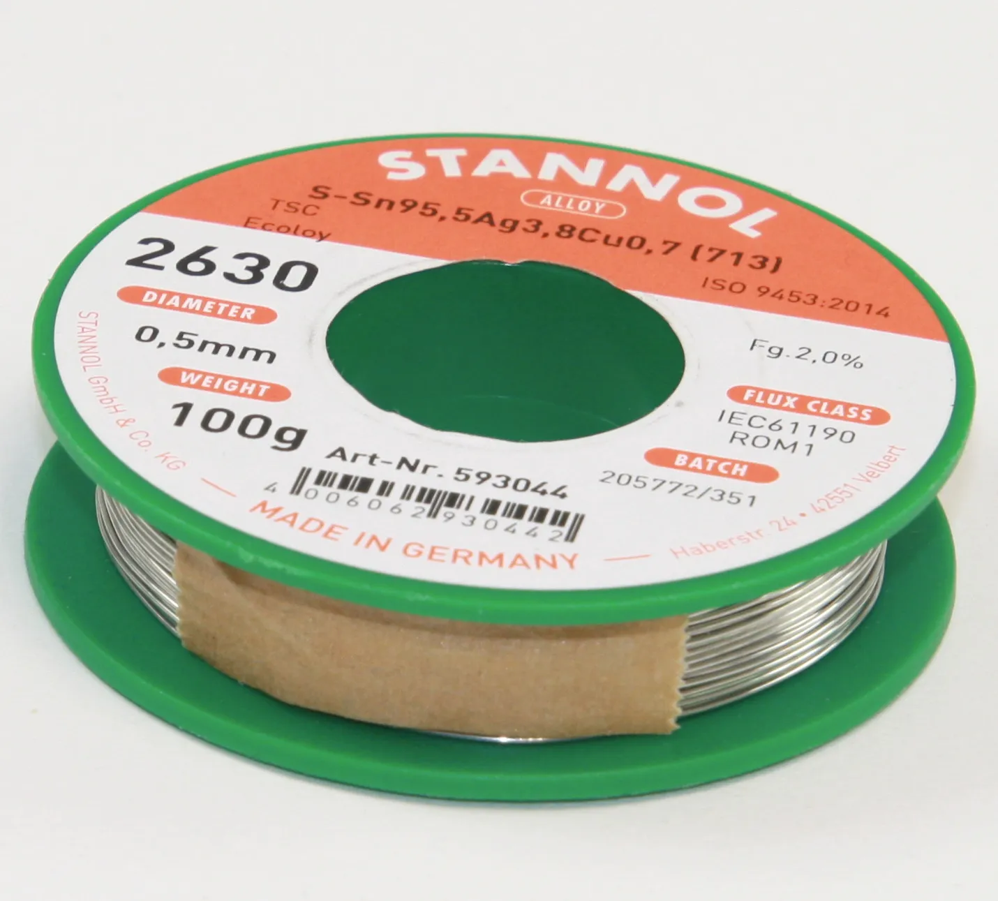 [106333] Sn95Ag4Cu1 2,0% 0,5mm 100g 593044