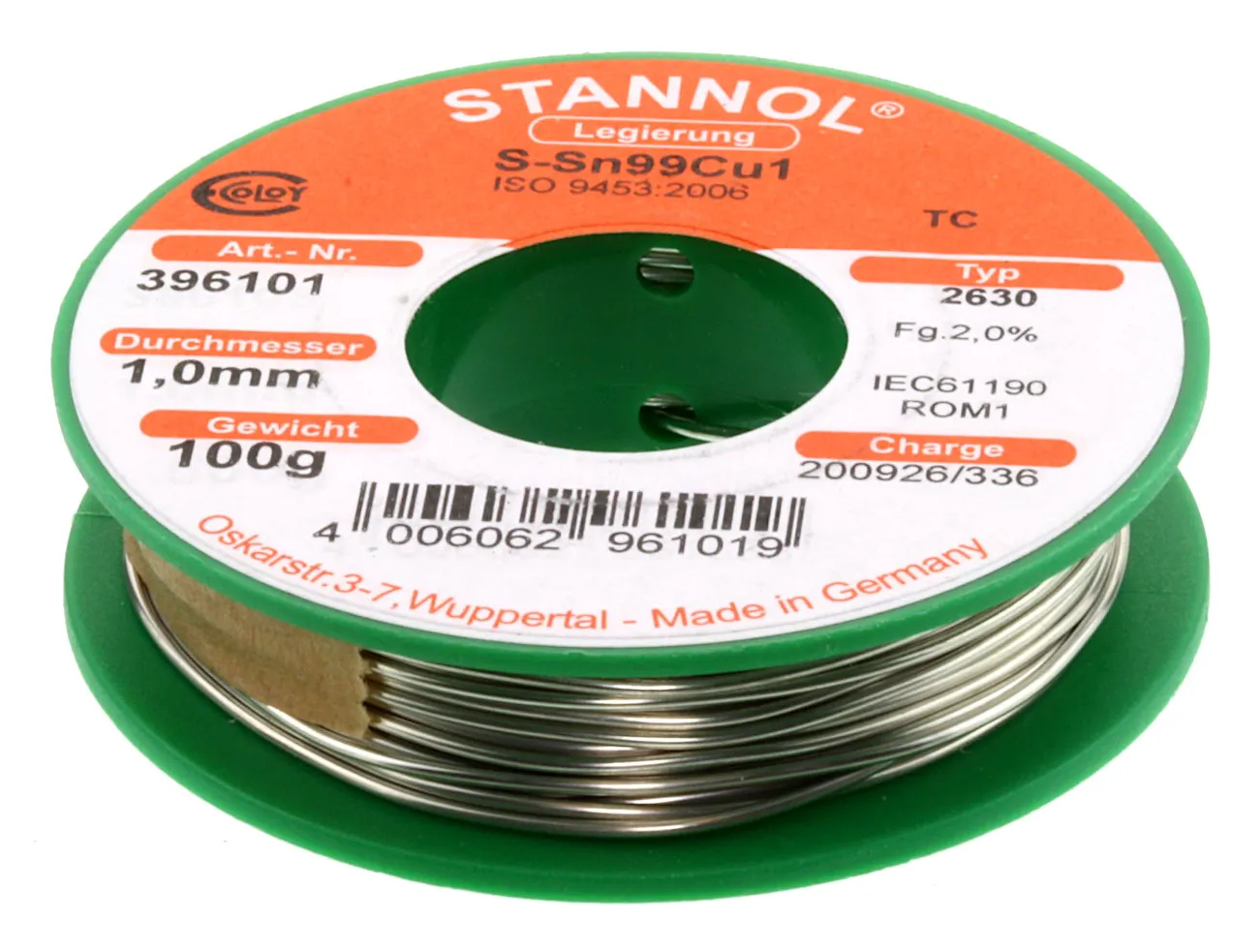[106356] Sn99Cu1 Ecoloy 2,0% 1,0mm 100g/396101