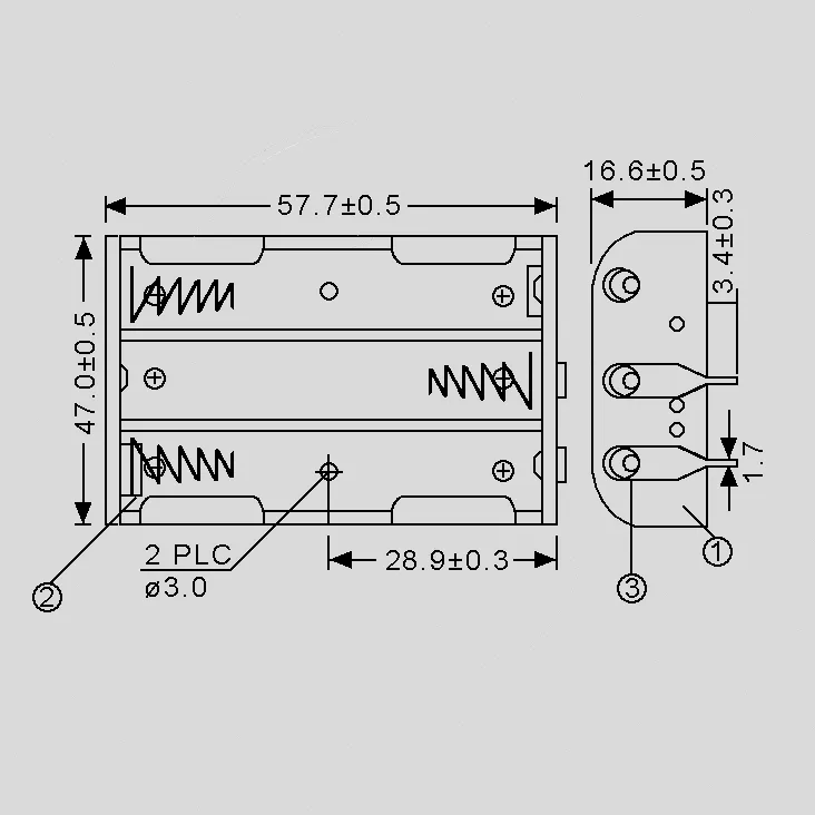 [106475] Batteriholder 3 x AA PC Pins