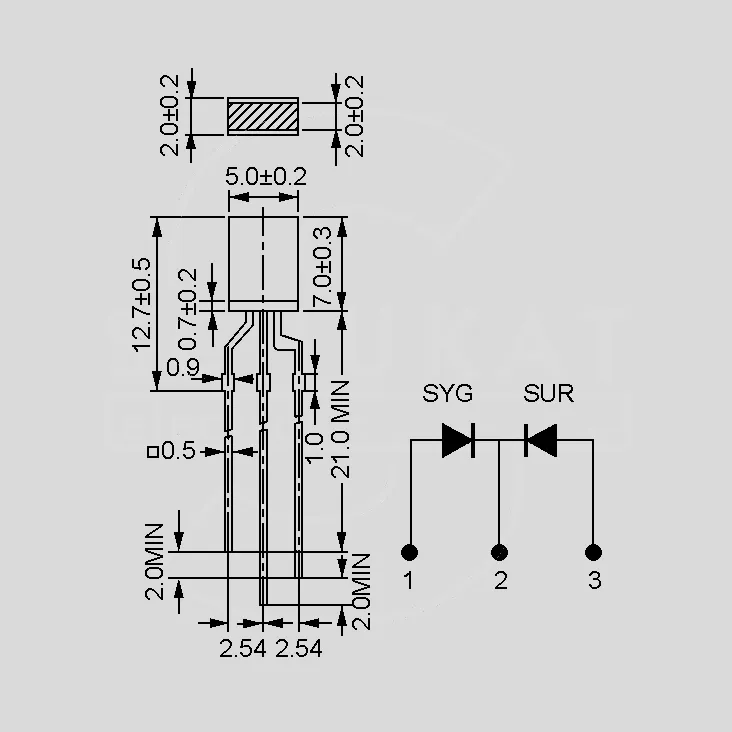[107464] LED Diffuse Red/Green 180° 3Pin 2x5mm